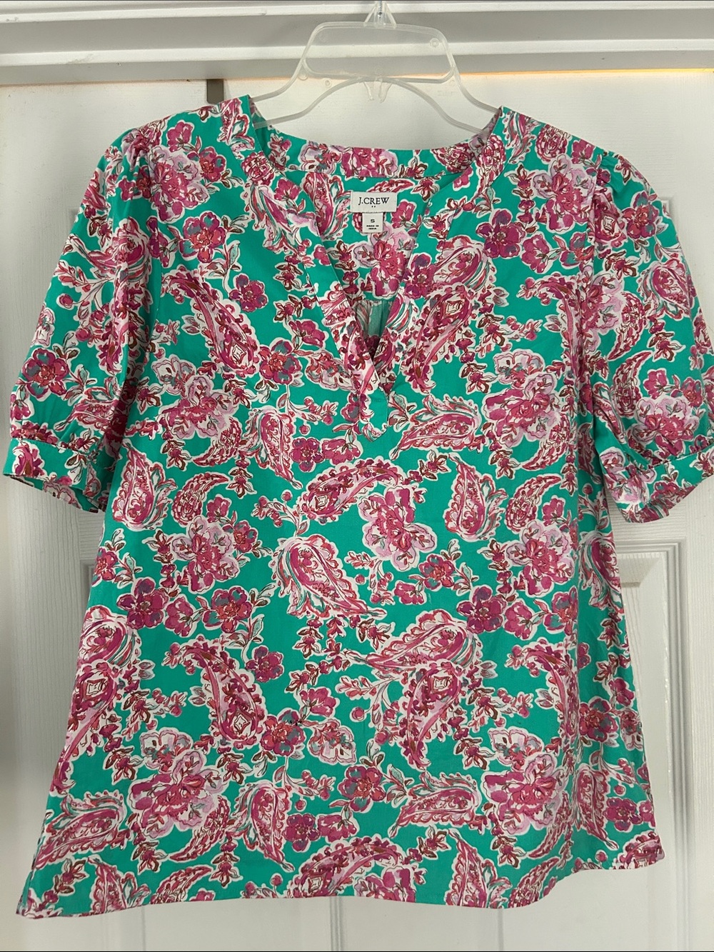 J. Crew Teal and Pink Floral top